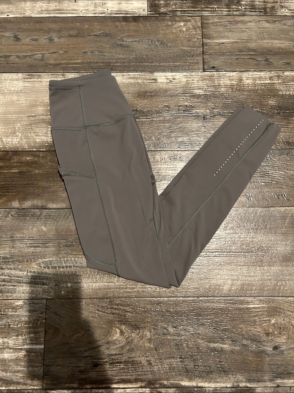 lululemon athletica Taupe Gray Stitched Leggings with Reflective Dots